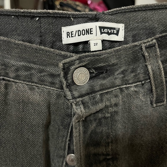 Re/Done Charcoal Button-Front Mini Skirt - Picture 2 of 3